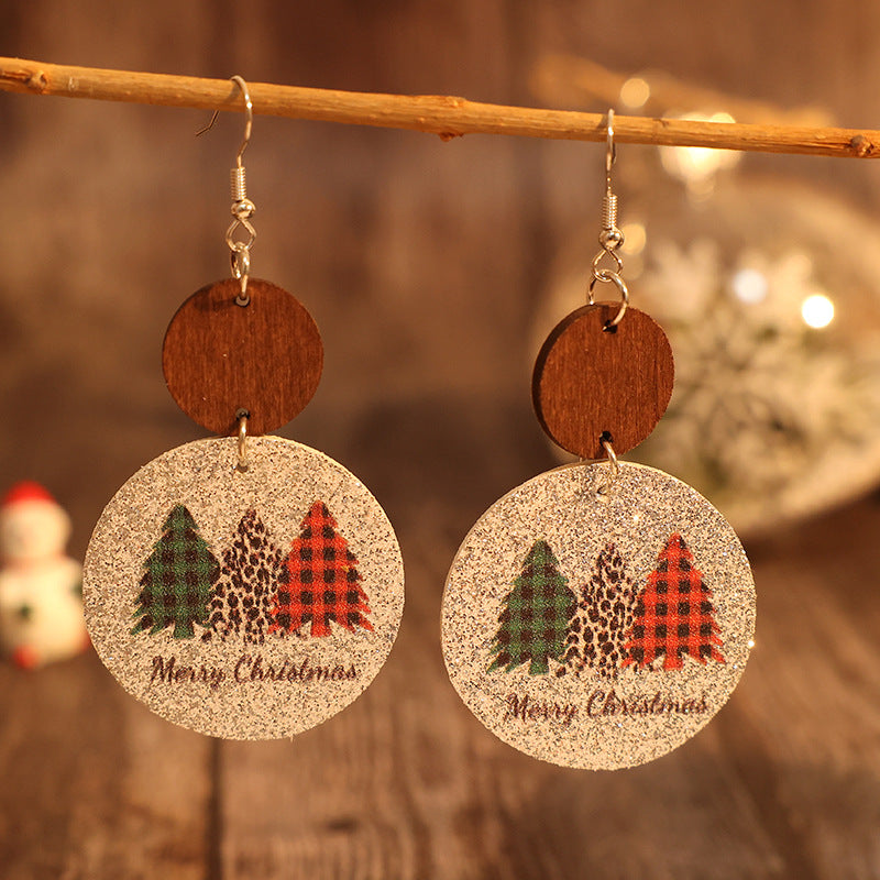 PU Leather Christmas Tree Earrings